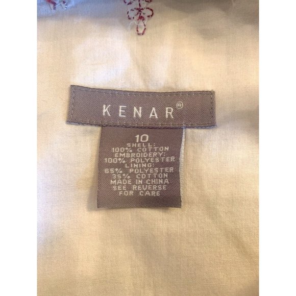 Kenar Sleeveless Cotton Sheath Dress Brown Beige Red Floral Embroidery 10 - Picture 7 of 7